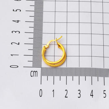 22 Ayar 2 cm. Çaplı Kalemli Halka Altın Küpe - 5
