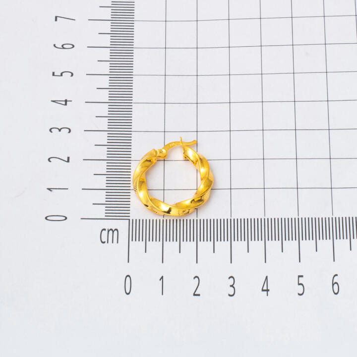 22 Ayar 2,5 cm. Çaplı Burma Halka Altın Küpe - 5