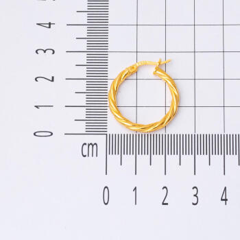 22 Ayar Altın 2,5 cm Halka Burma Küpe - 5