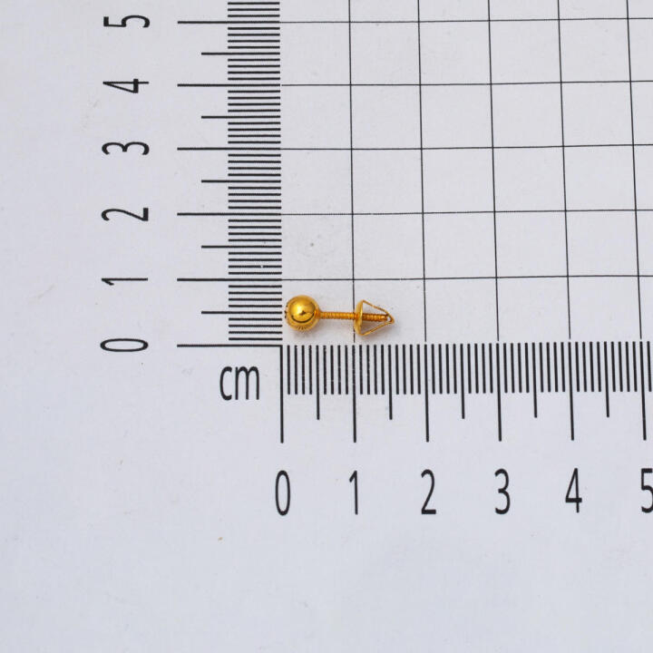 22 Ayar Altın Kalemli Top Küpe 5mm. - 5