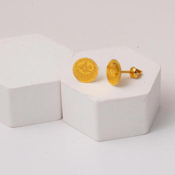 22 Ayar Altın Tuğralı Pimli Küpe - 3