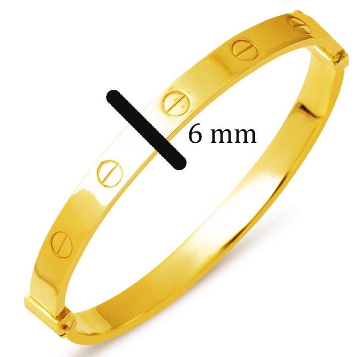 22 Ayar Altın Vidalı Kelepçe Bilezik - 6 mm Enli - 5