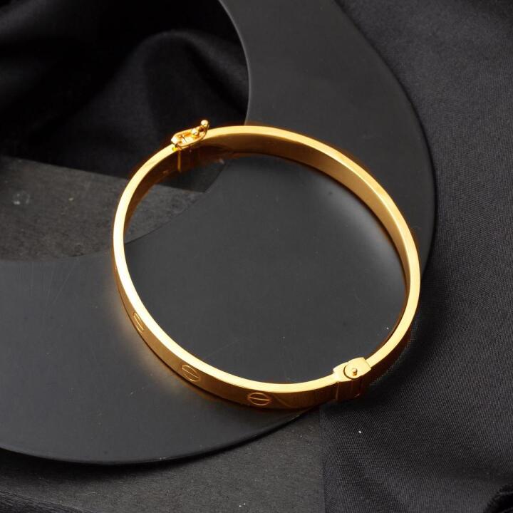 22 Ayar Altın Vidalı Kelepçe Bilezik - 6 mm Enli - 7