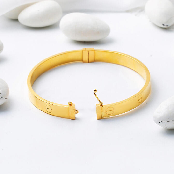 22 Ayar Altın Vidalı Kelepçe Bilezik (6 mm Enli) - 4