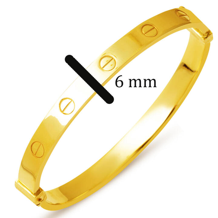 22 Ayar Altın Vidalı Kelepçe Bilezik (6 mm Enli) - 5