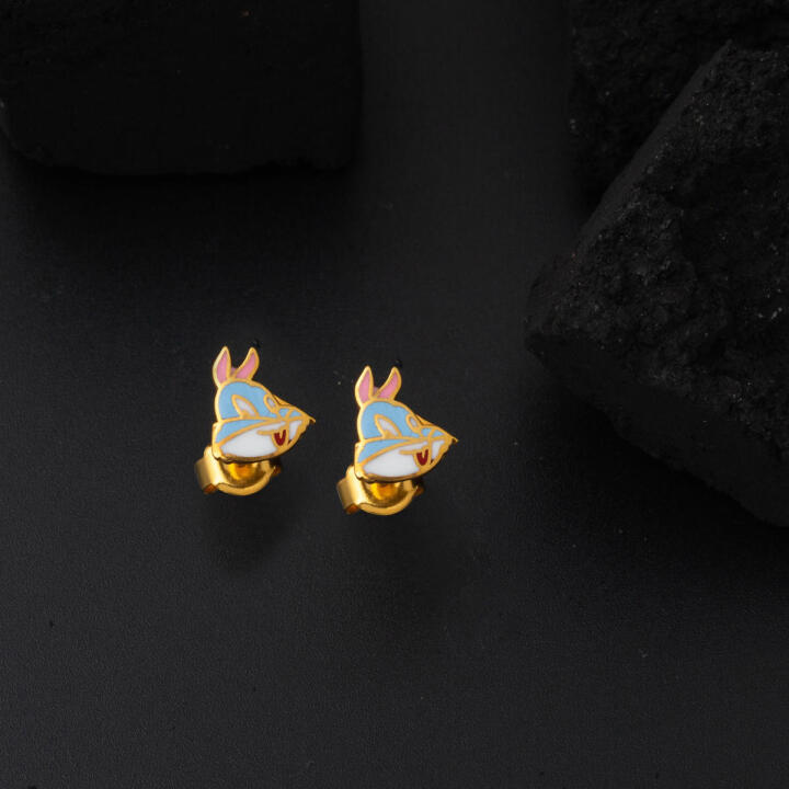 22 Ayar Bugs Bunny Altın Çocuk Küpesi - 4