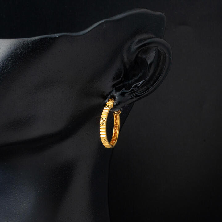 22 Ayar Kalemli Altın Halka Küpe 2,5 cm. Çaplı - 2