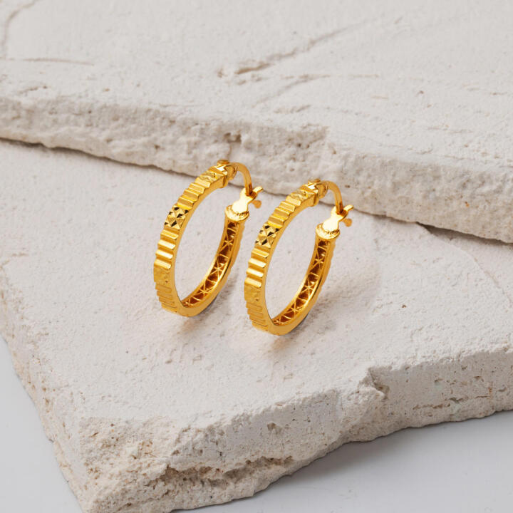 22 Ayar Kalemli Altın Halka Küpe 2,5 cm. Çaplı - 3