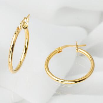 22 Ayar Klasik Halka Altın Küpe 2.5 cm - 6