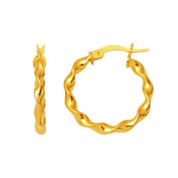 22 Ayar Modern Burgulu Halka Altın Küpe - Bilezikçi