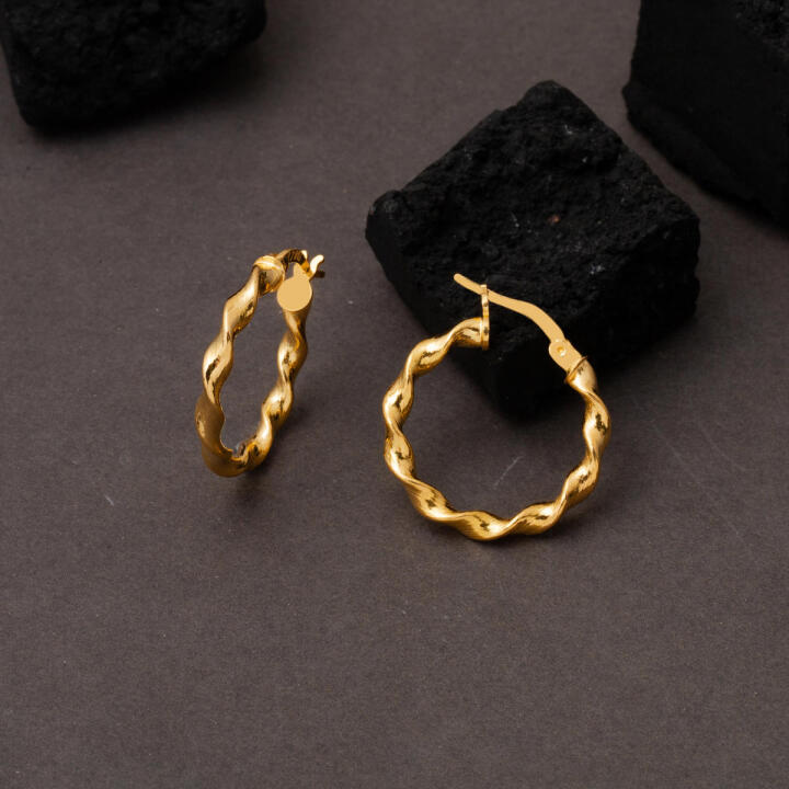 22 Ayar Modern Burgulu Halka Altın Küpe - 2