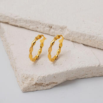 22 Ayar Modern Burgulu Halka Altın Küpe - 3