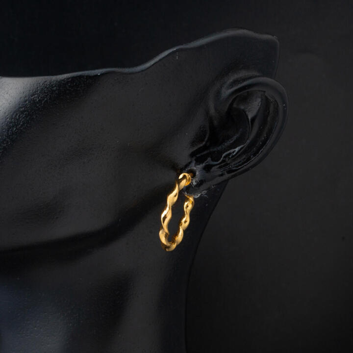 22 Ayar Modern Burgulu Halka Altın Küpe - 4