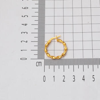 22 Ayar Modern Burgulu Halka Altın Küpe - 6