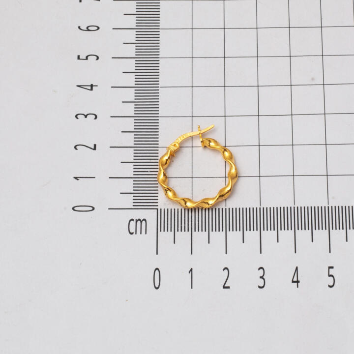 22 Ayar Modern Burgulu Halka Altın Küpe - 6