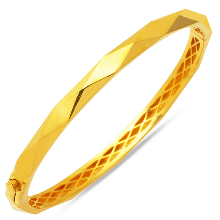 22 Ayar Prizma Sarı Altın Kelepçe Bilezik - 1