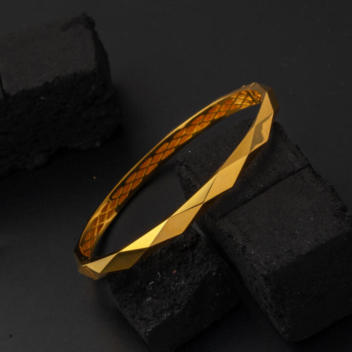 22 Ayar Prizma Sarı Altın Kelepçe Bilezik - 4