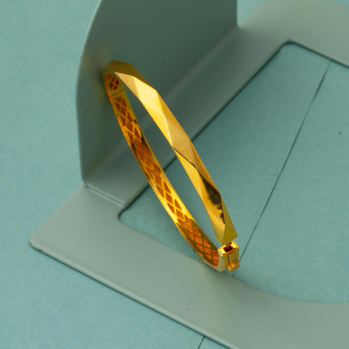 22 Ayar Prizma Sarı Altın Kelepçe Bilezik - 6