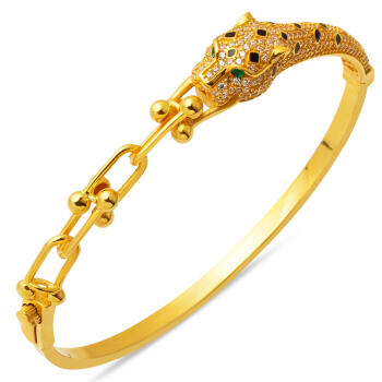 22 Ayar Tiffany Taşlı Puma Kelepçe Altın Bilezik - Bilezikçi