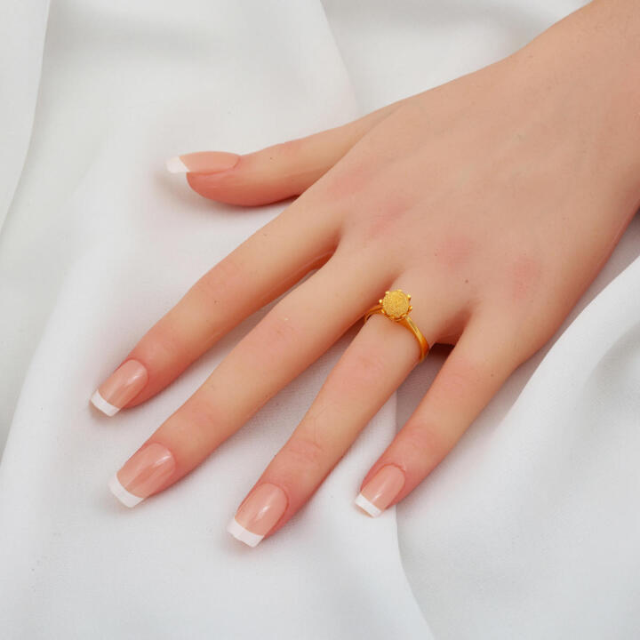 22 Ayar Dorika Top Altınlı Yüzük - 2