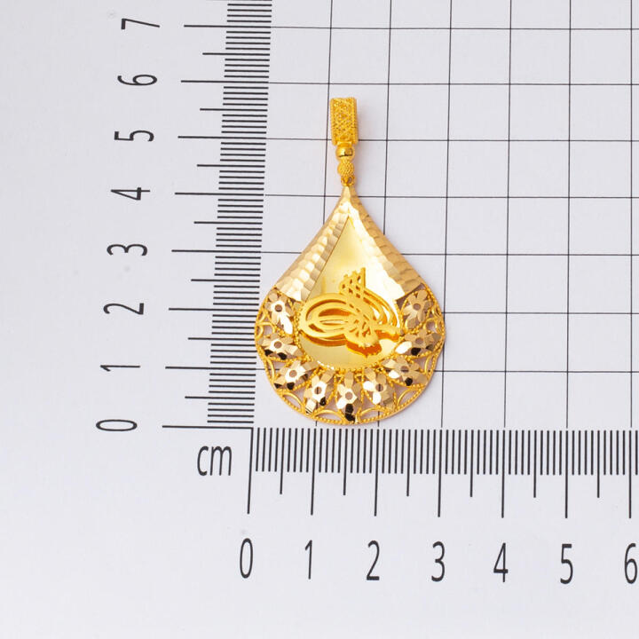 22 Ayar Tuğralı Zincirsiz Altın Kolye Ucu - 4