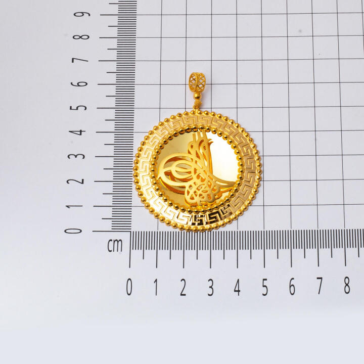 22 Ayar Versage Tuğralı Altın Kolye - 5