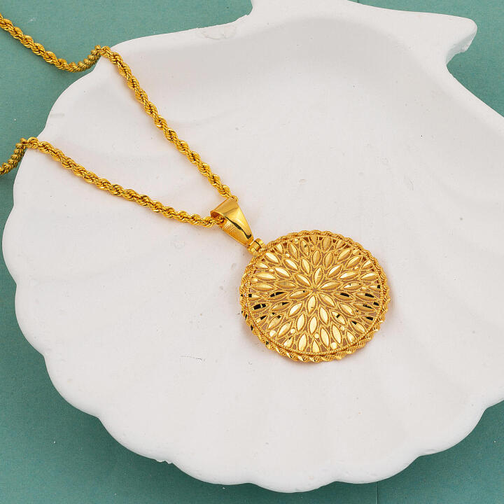 22 Ayar Yaşam Çiçeği Altın Kolye (3 cm Çaplı) - 3