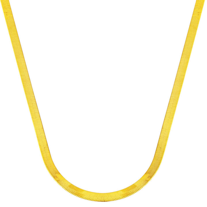 3 mm Enli 22 Ayar Altın Ezme Zincir Kolye - 40 cm - 1