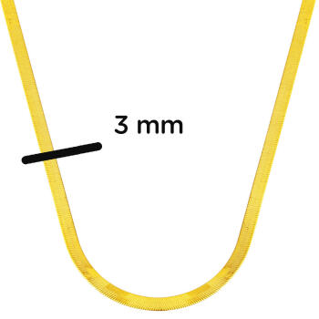 3 mm Enli 22 Ayar Altın Ezme Zincir Kolye - 40 cm - 7