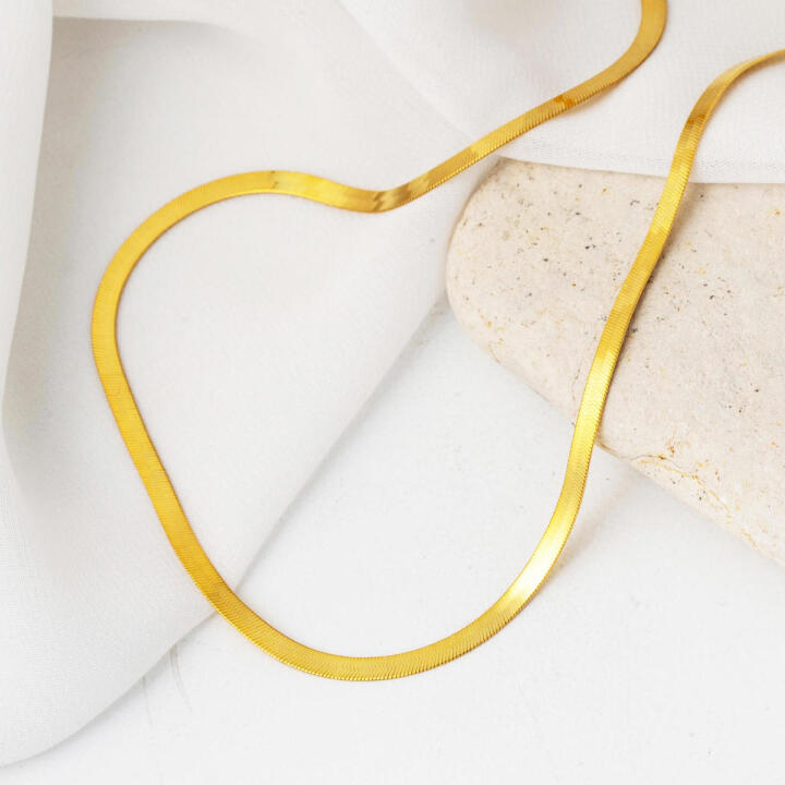 3 mm Enli 22 Ayar Altın Ezme Zincir Kolye 45 cm. - 4