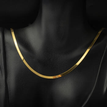 3 mm Enli 22 Ayar Altın Ezme Zincir Kolye 45 cm. - 5