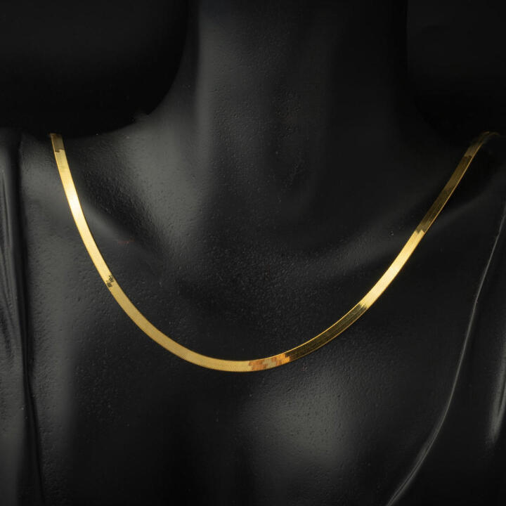 3 mm Enli 22 Ayar Altın Ezme Zincir Kolye 45 cm. - 5