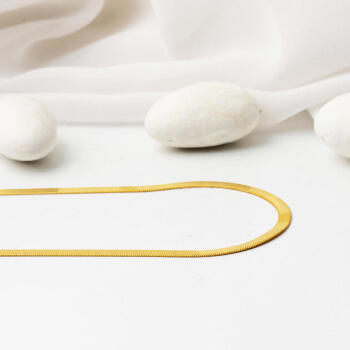 3 mm Enli 22 Ayar Altın Ezme Zincir Kolye 45 cm. - 6