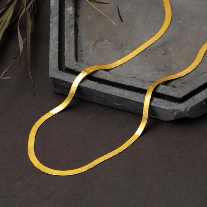 4mm Enli 22 Ayar Altın Ezme Zincir Kolye 50cm. - 6
