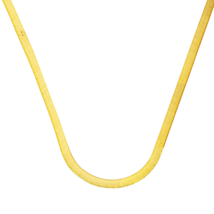4mm Enli 22 Ayar Altın Ezme Zincir Kolye 55cm. - 1