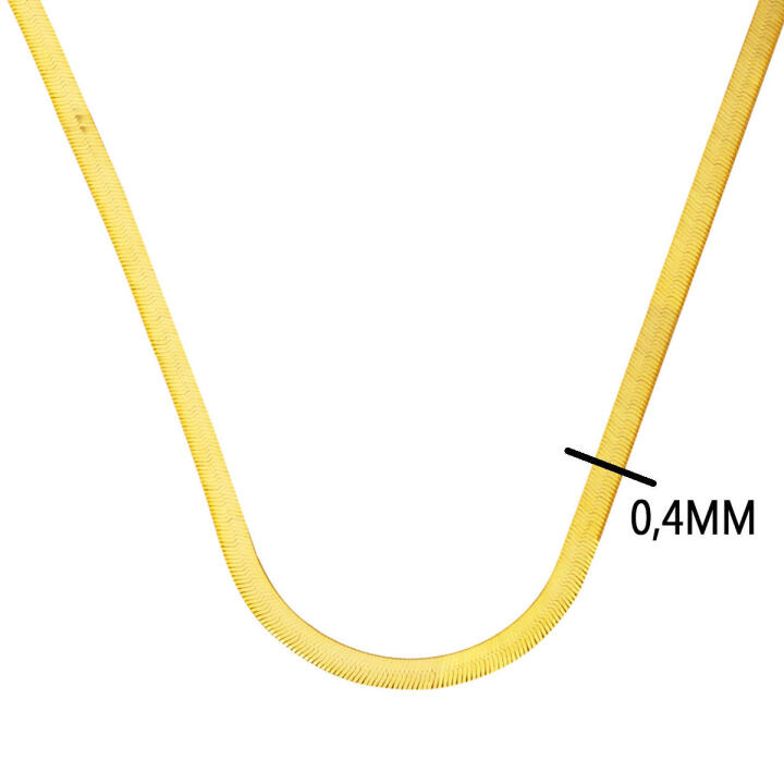 4mm Enli 22 Ayar Altın Ezme Zincir Kolye 55cm. - 4