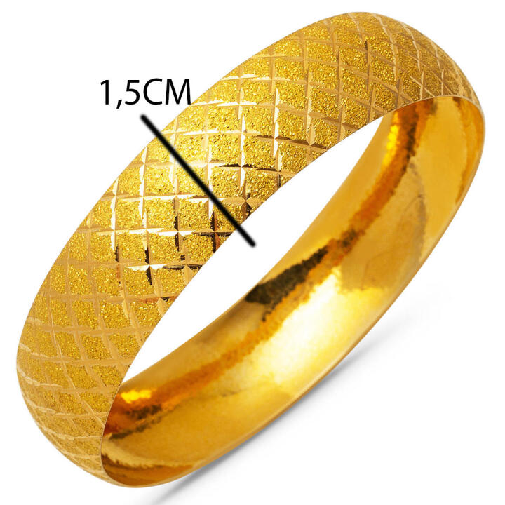 Baklava Desenli 22 Ayar 1,5 cm. Enli Altın Bilezik 20 Gram - 6