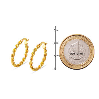 Burgu 2 cm. Çaplı Halka 22 Ayar Altın Küpe - 5