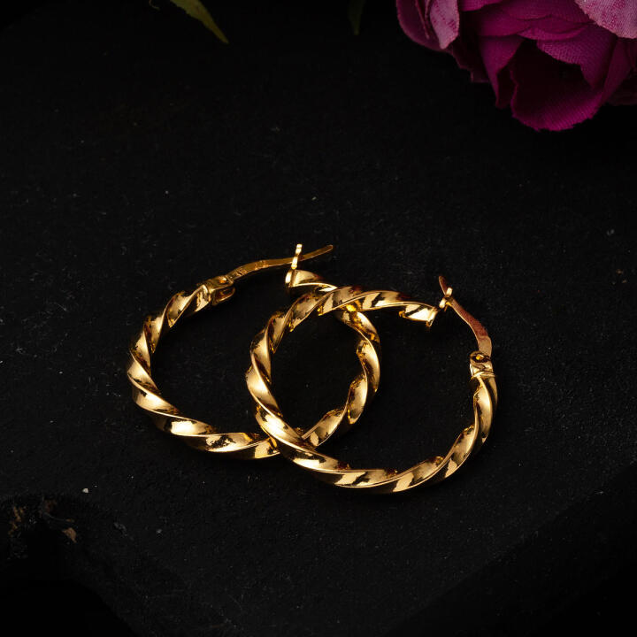 Burgu 2,5 cm. Çaplı 22 Ayar Halka Küpe - 4