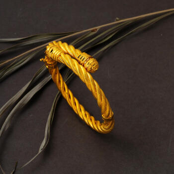 Burgulu 22 Ayar Altın Kelepçe Bilezik - 6