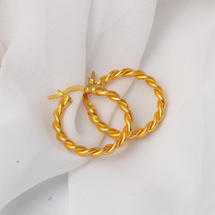 Burma 2,5 cm. Çaplı 22 Ayar Halka Küpe - 3