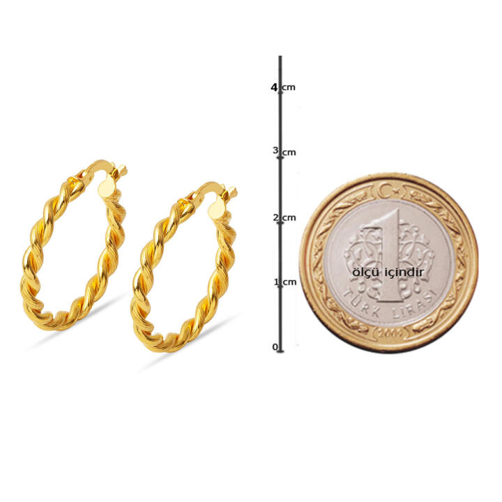 Burma 2,5 cm. Çaplı 22 Ayar Halka Küpe - 5
