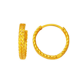 Burmalı 22 Ayar Altın Halka Küpe Büyük Boy - Bilezikçi