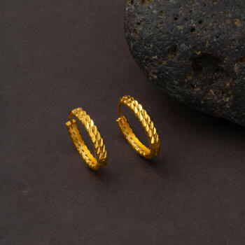 Burmalı 22 Ayar Altın Halka Küpe Büyük Boy - 2