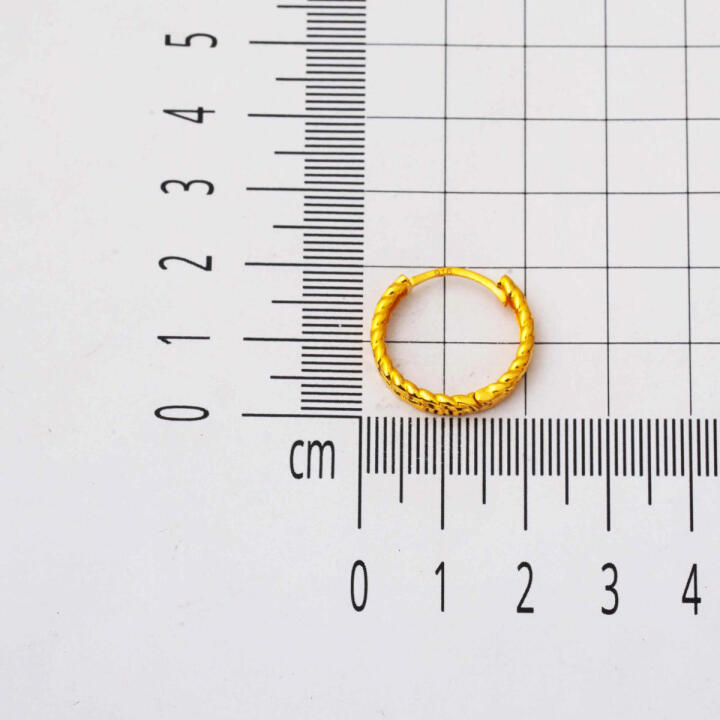 Burmalı 22 Ayar Halka Altın Küpe 2 cm. Çaplı - 5