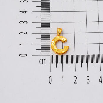 C Baş Harfi 22 Ayar 3 Boyutlu Altın Kolye - 4