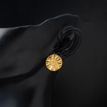 Çarkıfelek 22 Ayar Taşsız Altın Küpe - 2