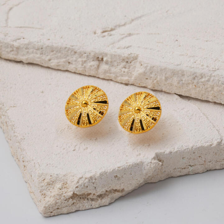 Çarkıfelek 22 Ayar Taşsız Altın Küpe - 3