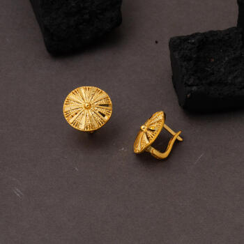 Çarkıfelek 22 Ayar Taşsız Altın Küpe - 4