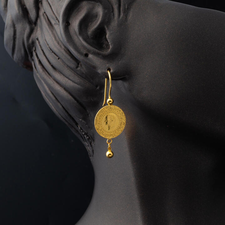 Çeyrek Altınlı 22 Ayar Altın Küpe - 2